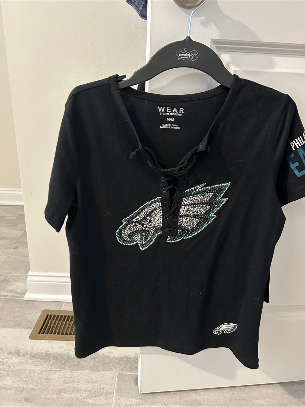 Philadelphia Eagles Lace-Up Tee with Rhinestone Logo - Wear by Erin Andrews